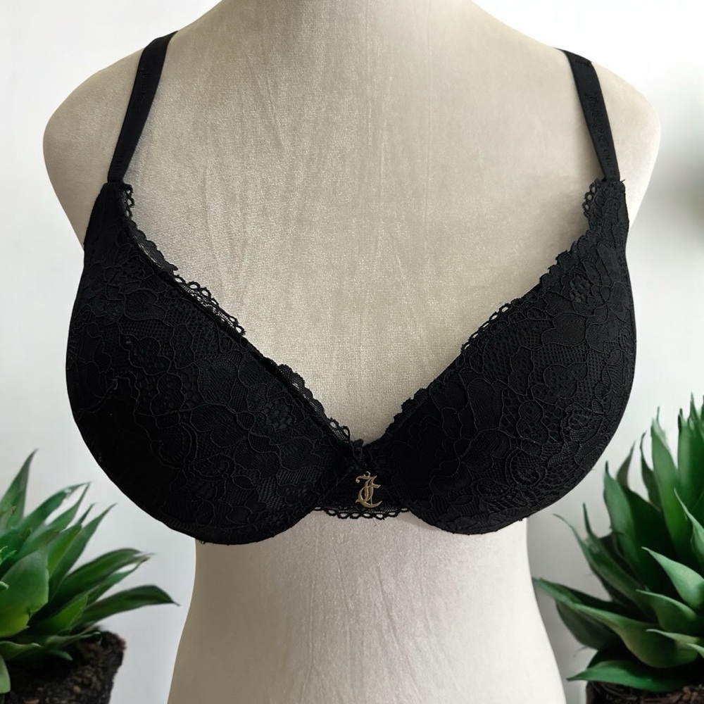 Juicy Couture Black Padded‎ Underwire Adjustable Bra Size 38C